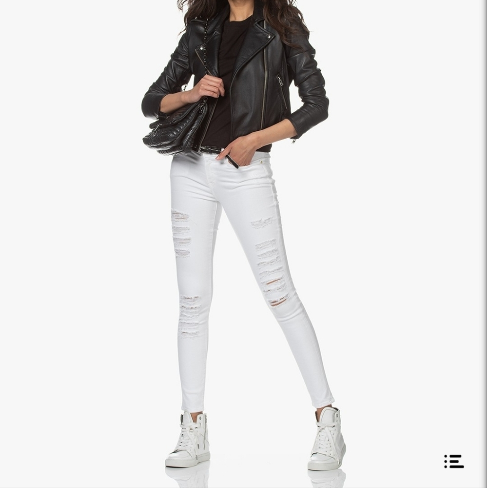 FRAME WHITE DESTRUCTED LE SKINNY DE JEANS SIZE 28